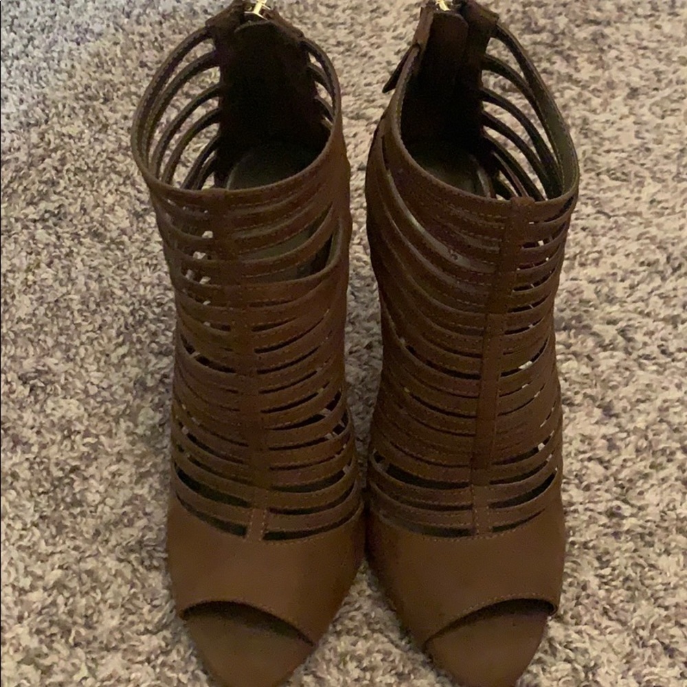 Zara Brown Caged heels